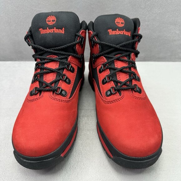 Womens 8 / Boys 6.5 Timberland Euro Hiker Red Nubuck Waterproof Lace-Up Outdoor - Picture 2 of 8